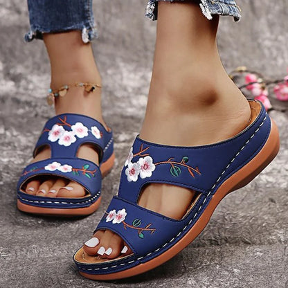 Summer Sandals Shoes Women Peep Toe Shoes Woman Floral Sandals Woman Comfortable Female Slippers Retro Sandals Zapatillas Mujer